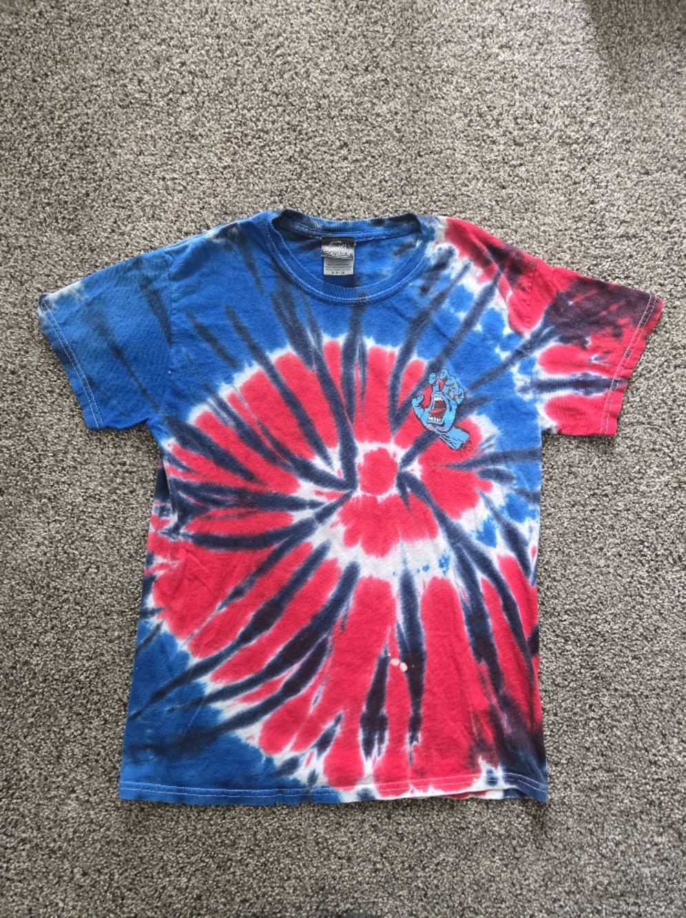 Santa Cruz Skateboards Tie-Dye Tee in Blue, Red & Black